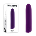 Playboy Pleasure ONE & ONLY - 12 cm USB Rechargeable Bullet vibrator in purple packaging for intimate essentials.