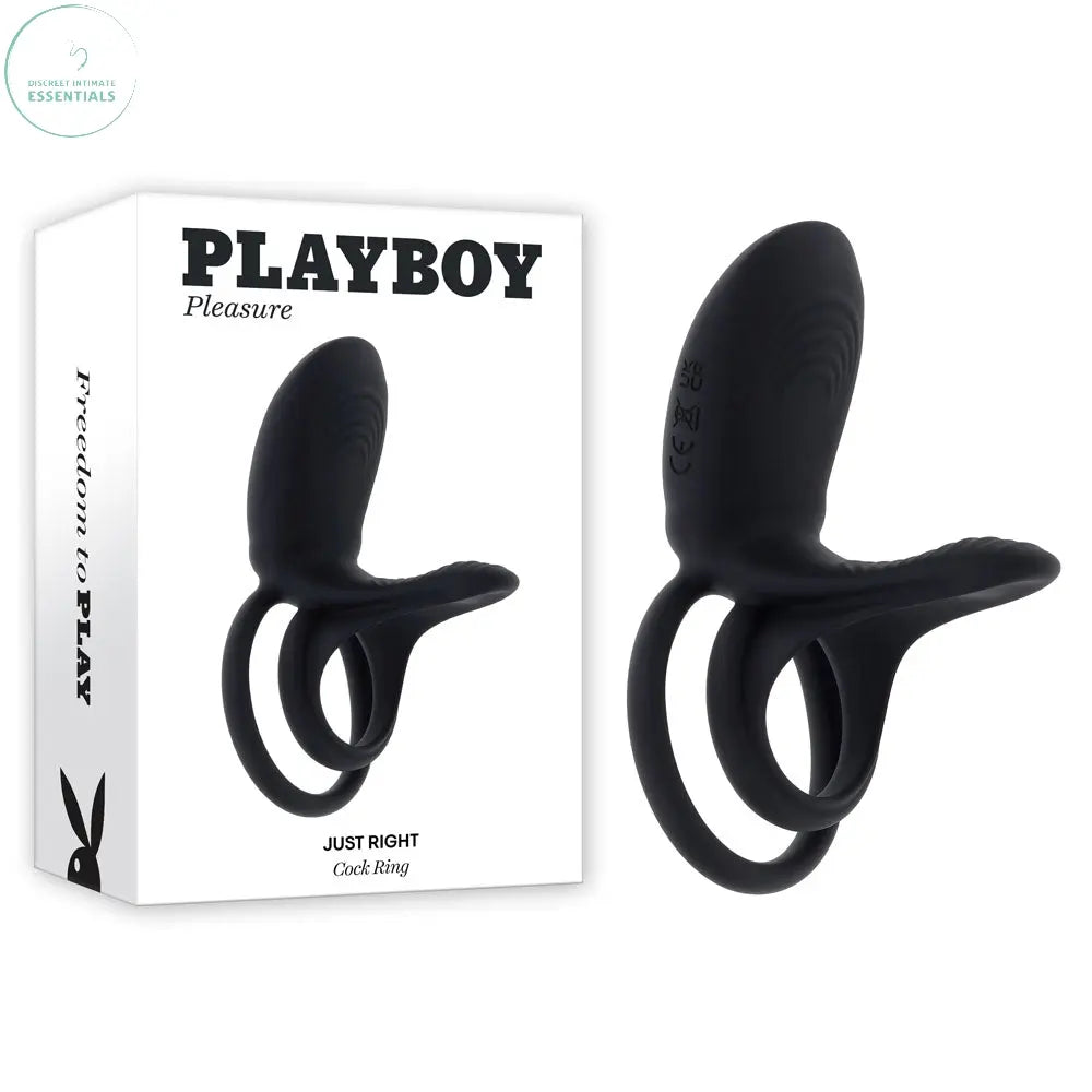 Affordable quality Playboy Pleasure JUST RIGHT -  USB Rechargeable Vibrating Cock & Balls Rings  from Playboy Pleasure by Discreet Intimate Essentials with Discreet Delivery 