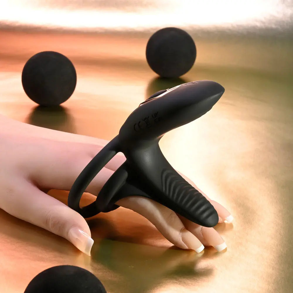 Playboy Pleasure JUST RIGHT -  USB Rechargeable Vibrating Cock & Balls Rings Playboy Pleasure Discreet Intimate Essentials.