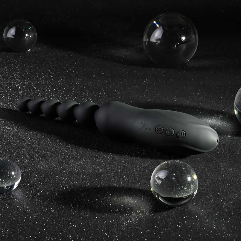 Playboy Pleasure LET IT BEAD -  23.1 cm USB Rechargeable Vibrating Anal Beads with Clitoral Suction