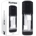 Playboy Pleasure SIDE PIECE - USB Rechargeable Warming Auto Stroker with packaging, showcasing its unique sliding feature.