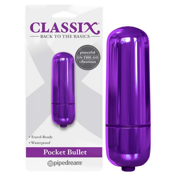 Classix Pocket Bullet - Metallic 5.6 cm Bullet for on-the-go pleasure, powerful waterproof vibrations, travel-ready design.