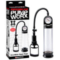 Pump Worx Accu-Meter Power Pump - Clear/Black penis pump with gauge for enhanced erections.