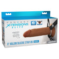 FX Elite 6'' Silicone Hollow Strap-On - Tan - Tan 15.2 cm Hollow Strap-On package showcasing its dual-density design.