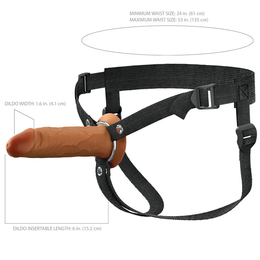 FX Elite 6'' Silicone Hollow Strap-On - Tan - Tan 15.2 cm Hollow Strap-On Pipedream Discreet Intimate Essentials.