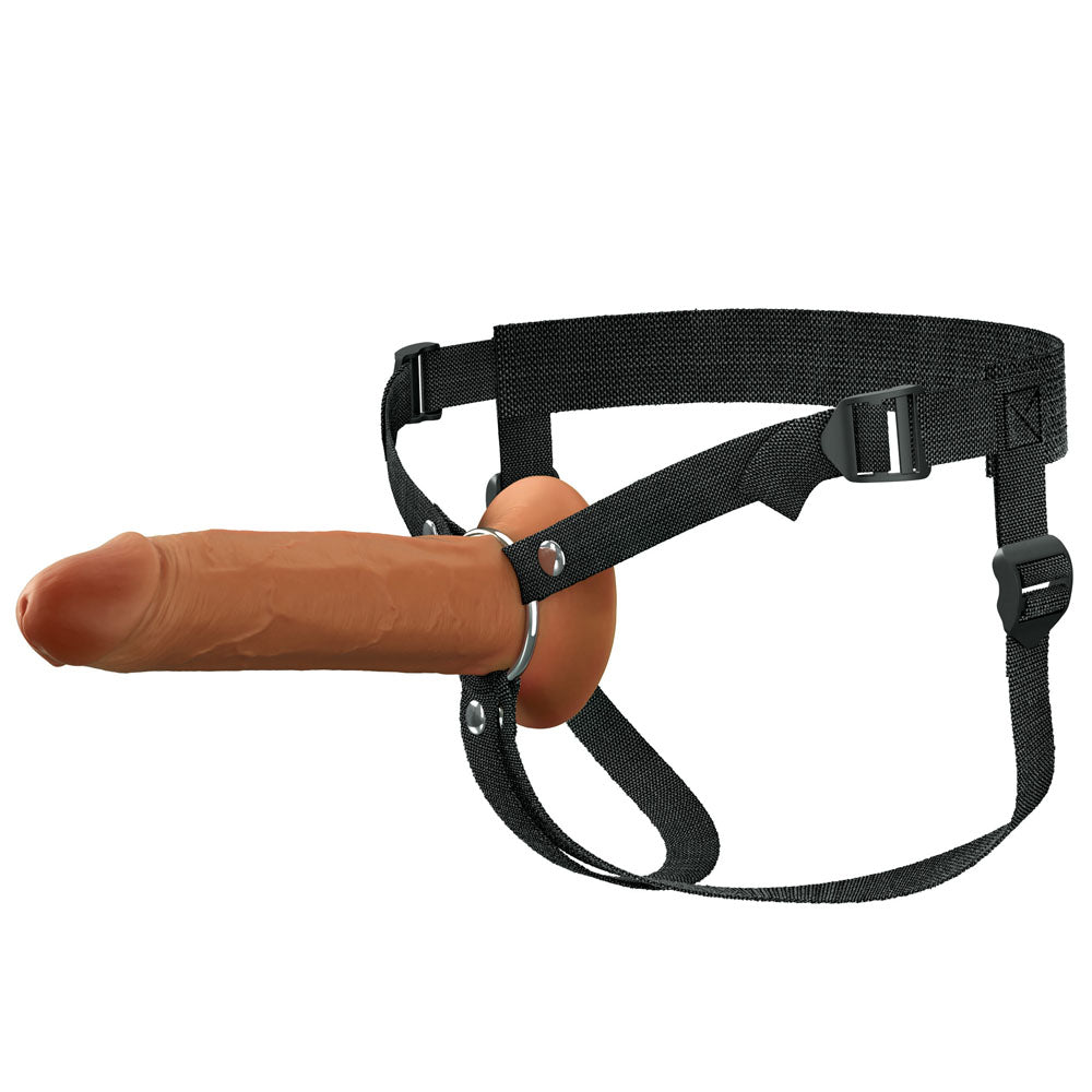 FX Elite 8'' Silicone Hollow Strap-On - Tan - Tan 20 cm Hollow Strap-On with adjustable harness for enhanced comfort.