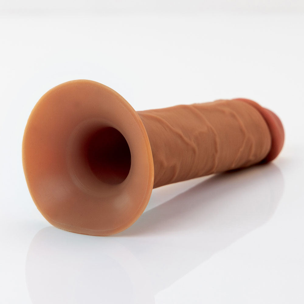 FX Elite 8'' Silicone Hollow Strap-On - Tan - Tan 20 cm Hollow Strap-On on a white background.