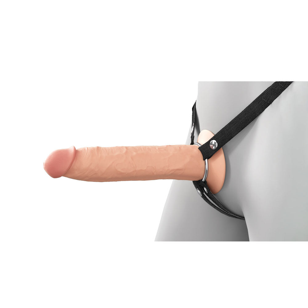 Fantasy X-Tensions Elite 9'' Silicone Hollow Strap-On -  -  22.9 cm Hollow Strap-On on a harness.