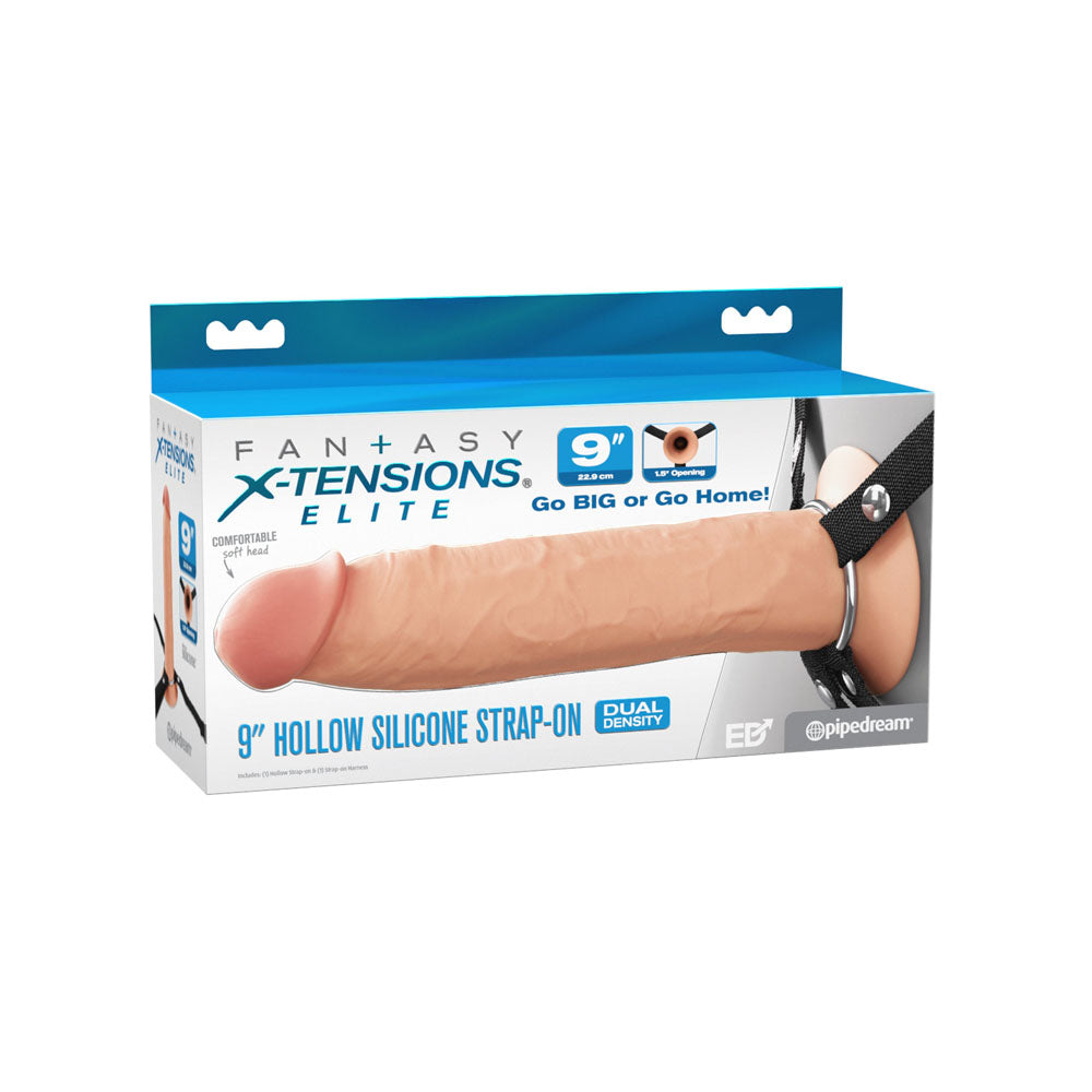 Fantasy X-Tensions Elite 9'' Silicone Hollow Strap-On -  -  22.9 cm Hollow Strap-On packaging with dual density design.