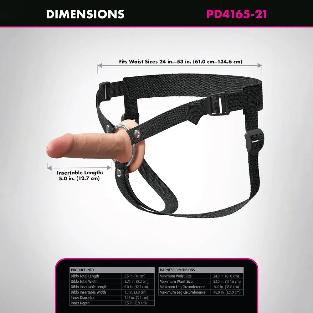 Fantasy X-Tensions Elite 5'' Silicone Hollow Strap-On -  -  14 cm Hollow Strap-On Pipedream Discreet Intimate Essentials.