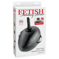 Fetish Fantasy Series Body Dock Inflatable Love Ball - Black Inflatable Cushion with Black 15.2 cm Dildo packaging image