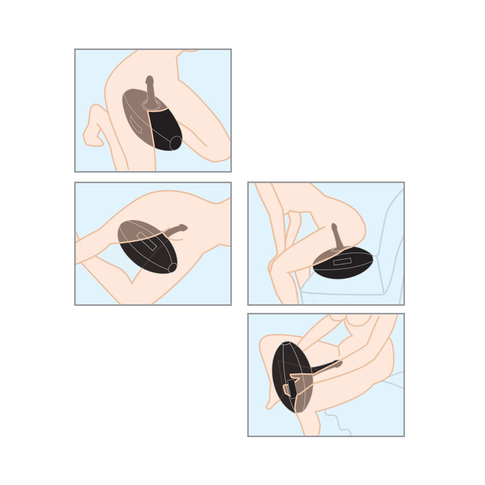 Fetish Fantasy Series Body Dock Inflatable Love Ball - Black Inflatable Cushion with Black 15.2 cm Dildo instructional images.
