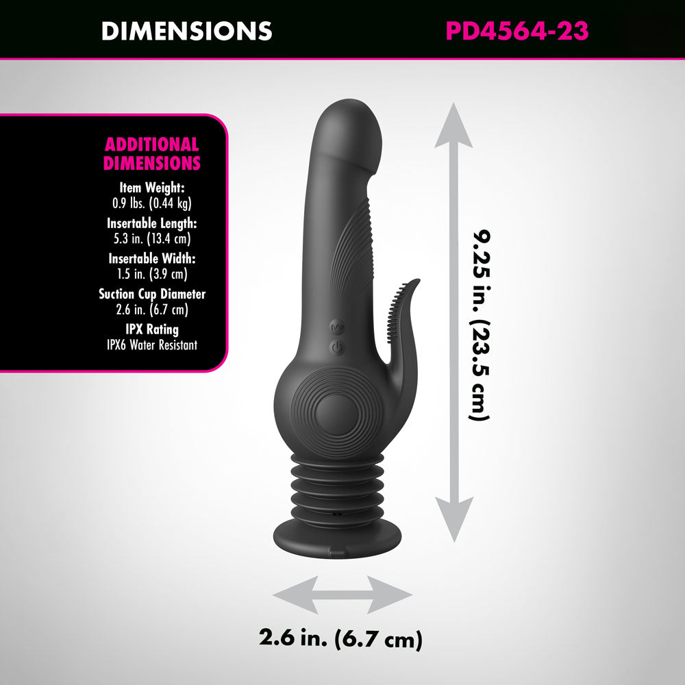 Fetish Fantasy Series Pogo Thruster -  USB Rechargeable 23.5 cm Gyrating Rabbit Vibrator dimensions and measurements