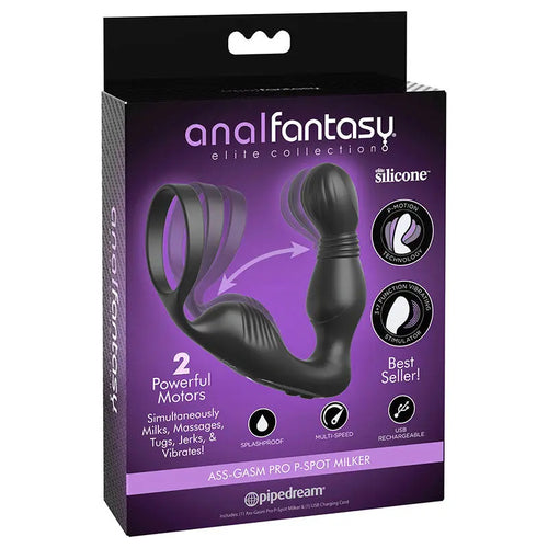 Anal Fantasy Elite Ass-Gasm P-Spot Milker -  USB Rechargeable Prostate Massage with Cock Ring Pipedream Discreet Intimate Essentials.