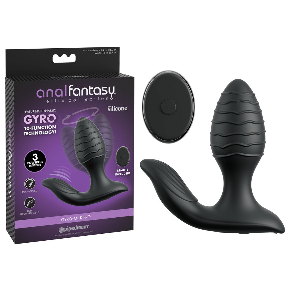 Anal Fantasy Elite Gyro-Milk Pro -  -  USB Rechargeable Gyrating Butt Plug with dynamic gyrating features.