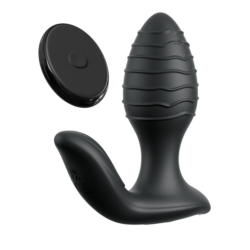 Anal Fantasy Elite Gyro-Milk Pro -  -  USB Rechargeable Gyrating Butt Plug, textured design for prostate pleasure.