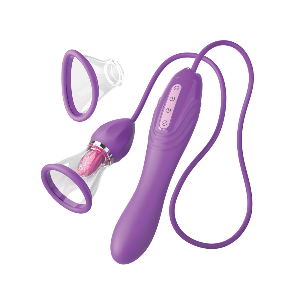 Fantasy For Her Her Ultimate Pleasure Max -  USB Rechargeable Vibrator with Flicking Stimulator and suction cups.