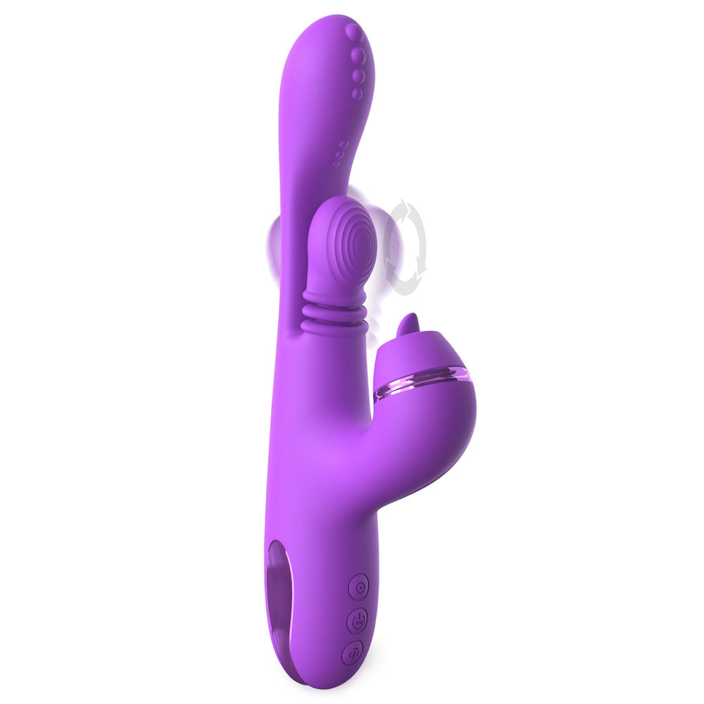 Fantasy For Her IntiMotion Pulse Pro - 24 cm USB Rechargeable Swirling & Flicking Rabbit Vibrator in vibrant purple.