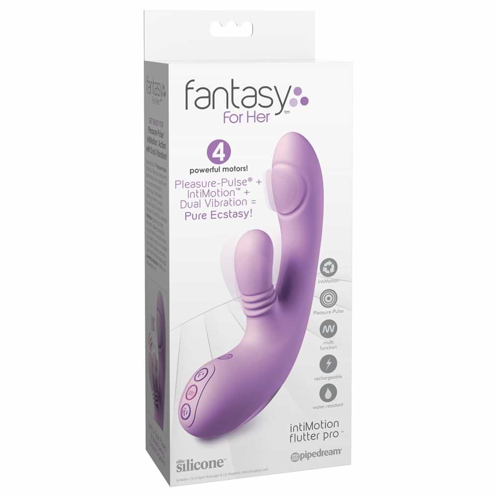 Fantasy For Her intiMotion Flutter Pro -  20.6 cm USB Rechargeable Rabbit Vibrator with Pulsating Tip