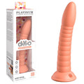 Dillio Platinum Wild Thing - Peach - Peach 17.8 cm (7'') Dong displayed with packaging for adult novelty shop.
