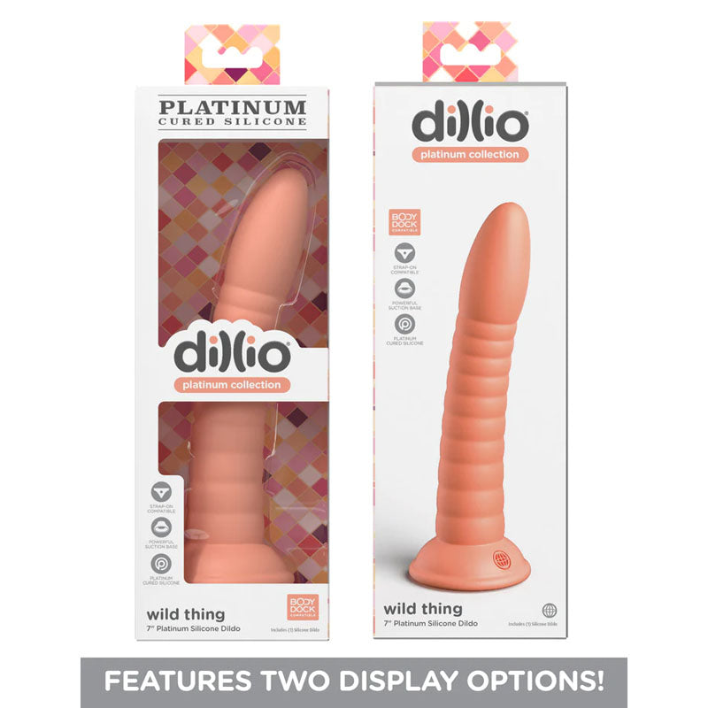 Dillio Platinum Wild Thing - Peach - Peach 17.8 cm (7'') Dong with two display options for versatile presentation.