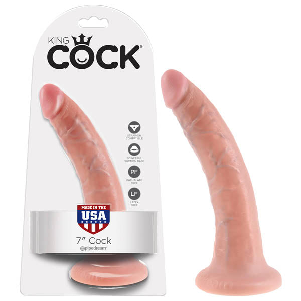 King Cock 7'' Cock -  17.8 cm (7'') Dong with packaging, realistic design and strong suction base for intimate essentials.