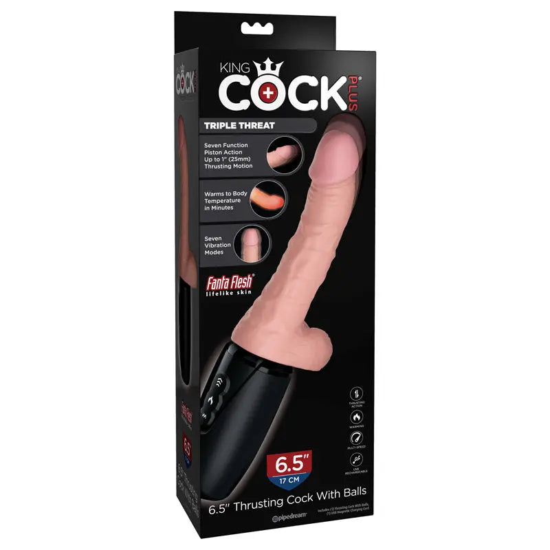 King Cock Plus 6.5'' Thrusting Cock with Balls -  16.5 cm Thrusting Dong Pipedream Discreet Intimate Essentials.