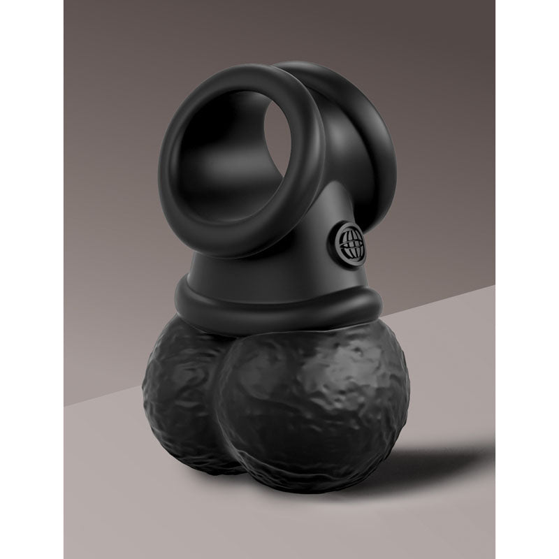 King Cock Elite The Crown Jewels Vibrating Silicone Balls - USB Rechargeable Vibrating Cock Ring on a neutral background.