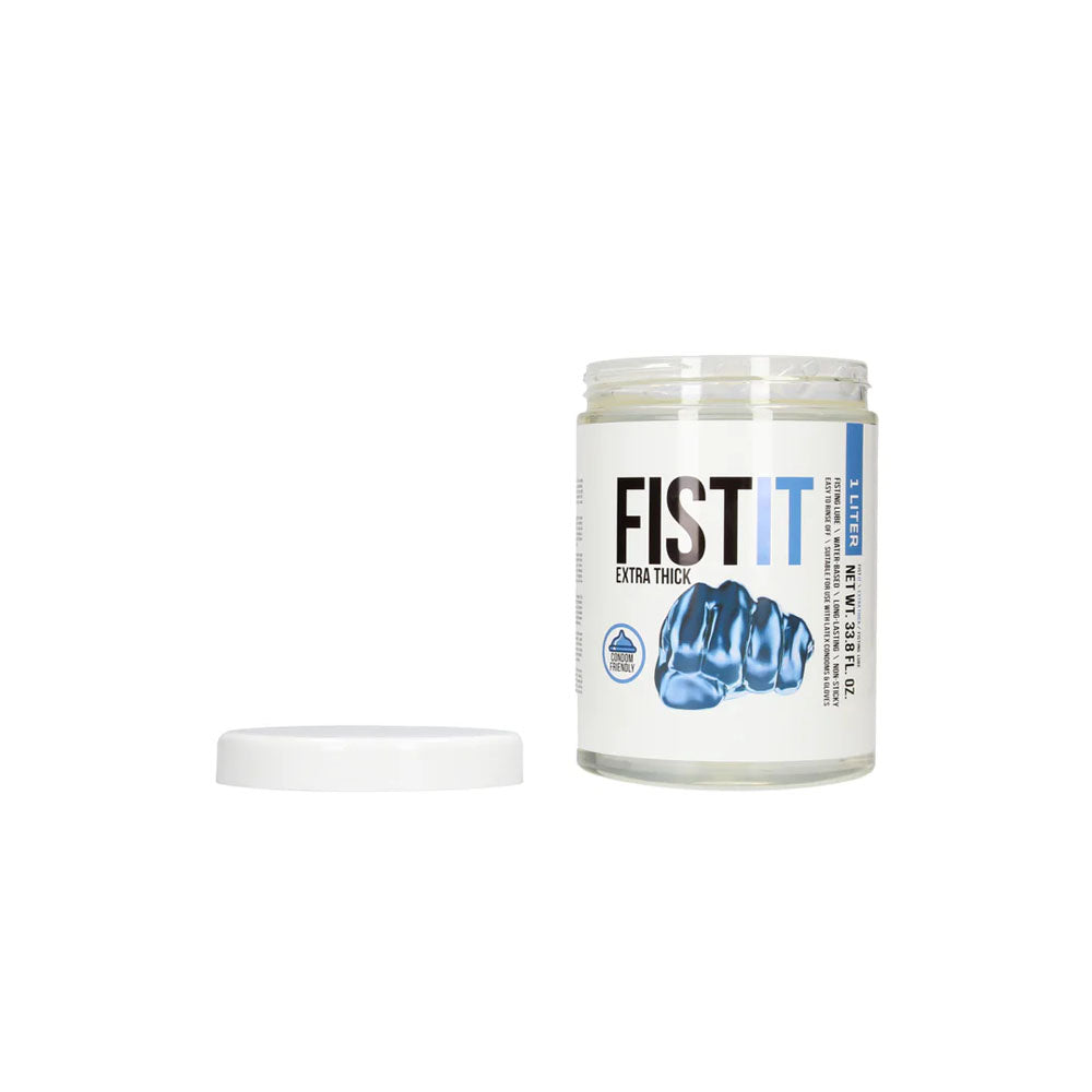 Pharmquests Fist-It Extra Thick - Thick Water Based Lubricant - 1000 ml Tub in a clear container with lid