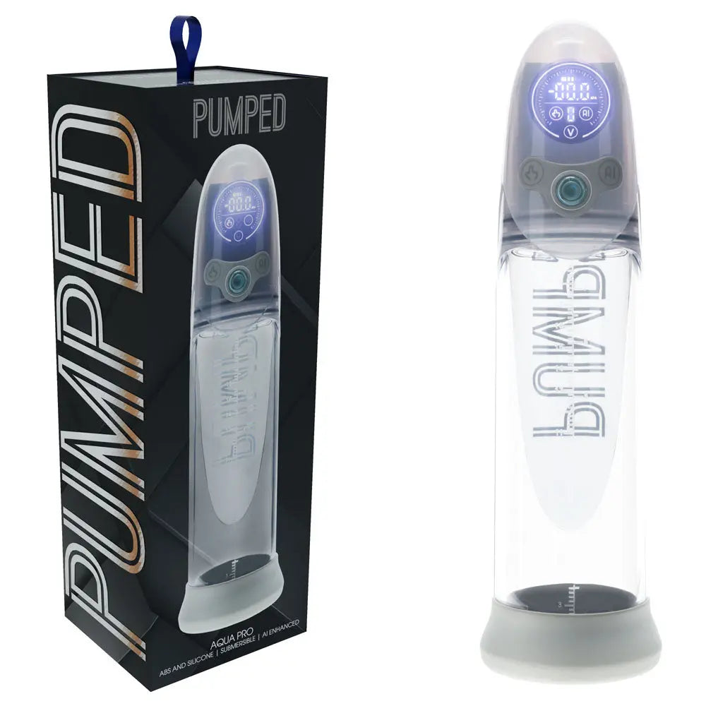Affordable quality PUMPED Aqua-Pro Auto Pump - Grey - Grey/Clear USB Rechargeable AI-Enabled Submersible Auto Penis Pump  from Shots Toys by Discreet Intimate Essentials with Discreet Delivery 