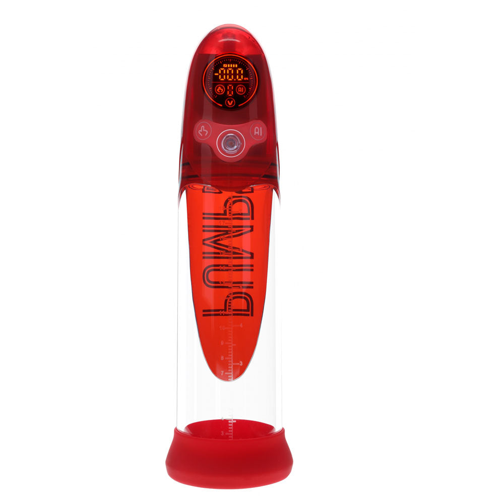 PUMPED Aqua-Pro Auto Pump -  - /Clear USB Rechargeable AI-Enabled Submersible Auto Penis Pump in red.