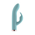 Passion Play Silicone Rabbit Vibrator - USB rechargeable mini rabbit vibrator in fun blue color.