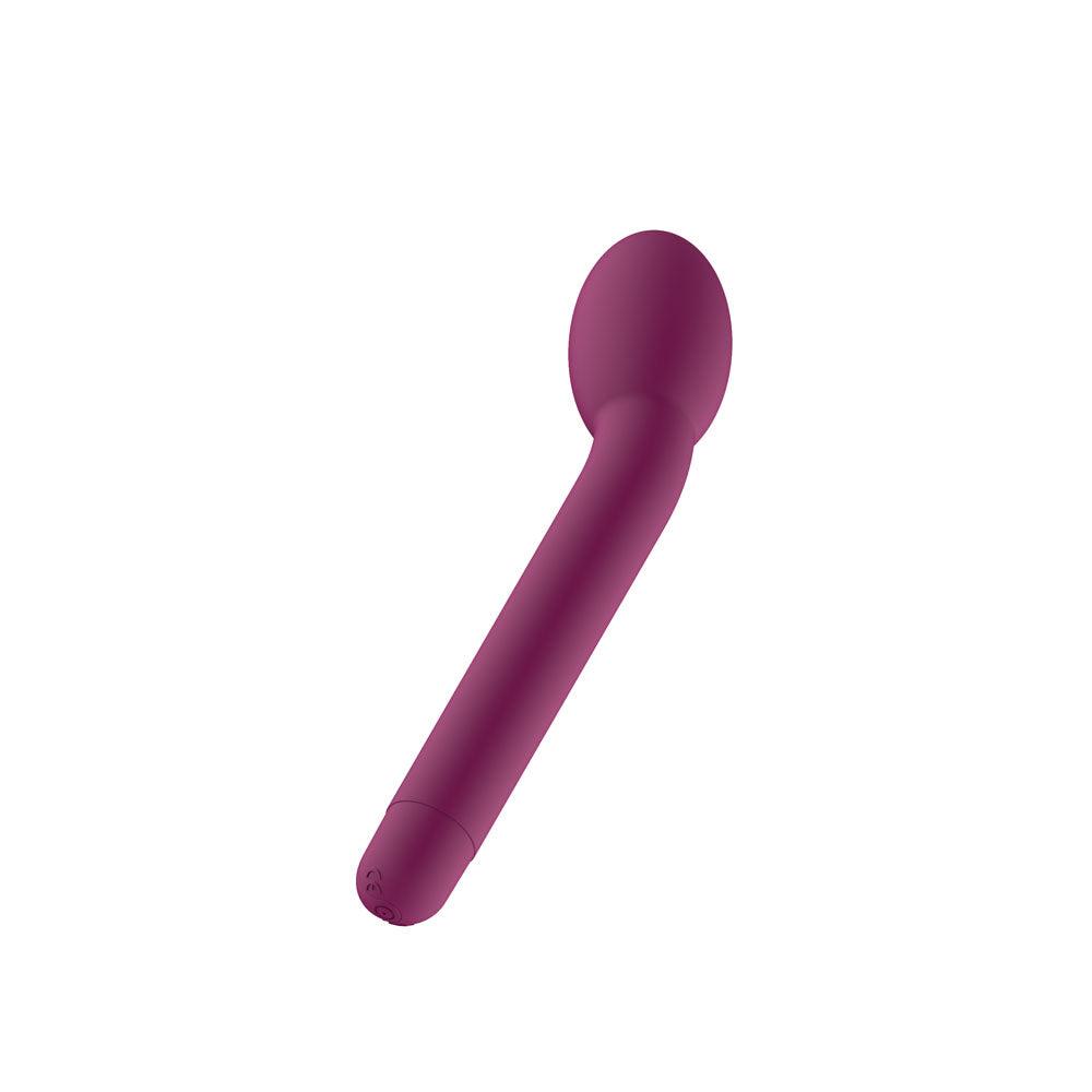Passion Play USB rechargeable G-spot vibrator in sleek purple, designed for targeted stimulation and body-safe pleasure.