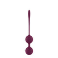 Passion Play Dual Kegel Balls for pelvic training in rich purple silicone, designed for comfortable use and pelvic floor training.