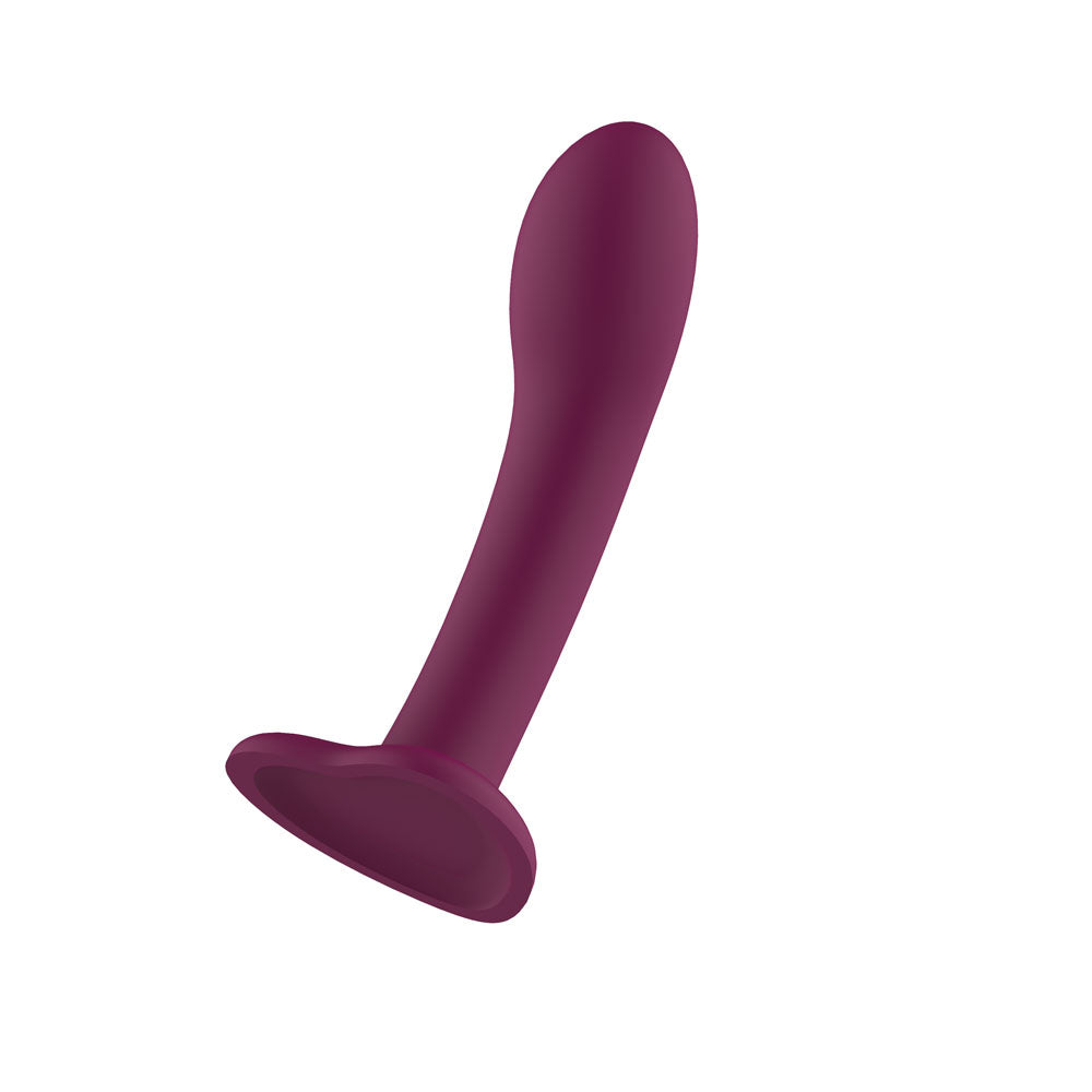 Passion Play Liquid Silicone Dildo in lush purple color, designed for comfortable and secure use.