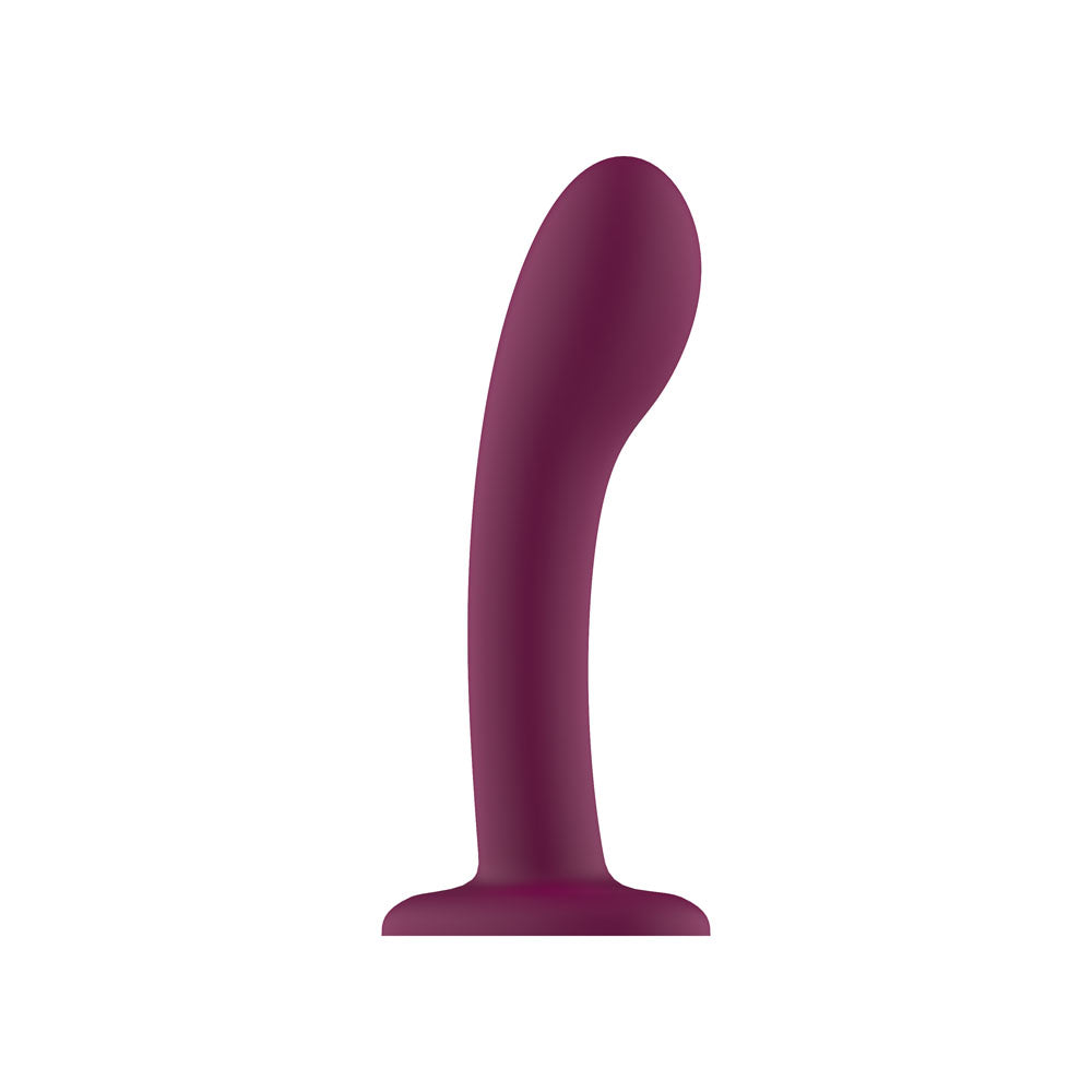 Passion Play liquid silicone dildo in lush purple, 18 cm, designed for comfortable penetration and versatile play.