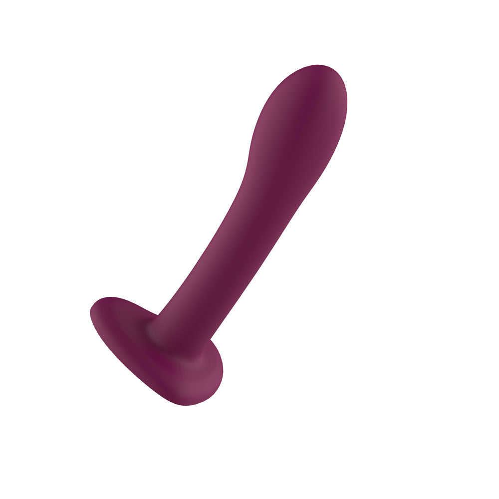 Passion Play Liquid Silicone Dildo in purple color designed for comfortable and secure use.