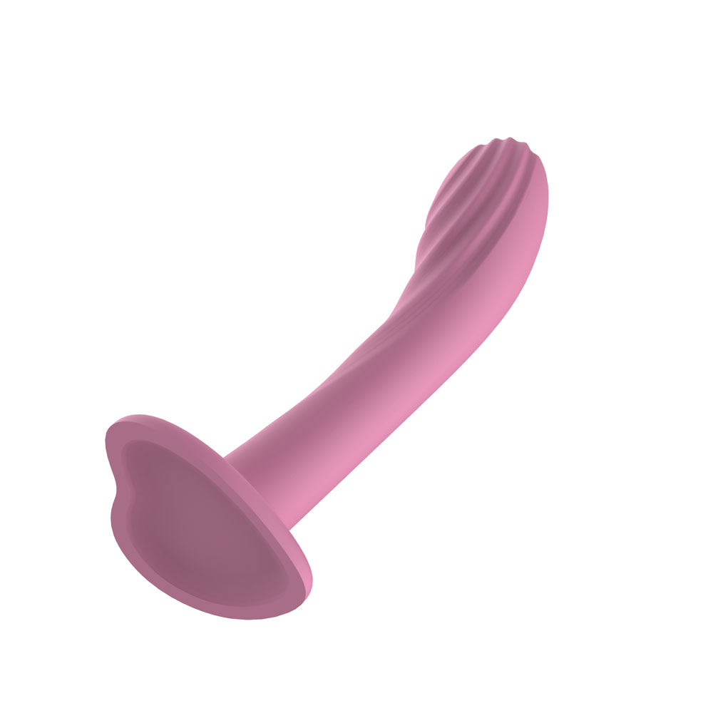 Passion Play Liquid Silicone Textured Dildo - 18 cm, textured silicone dildo in flirty pink finish.