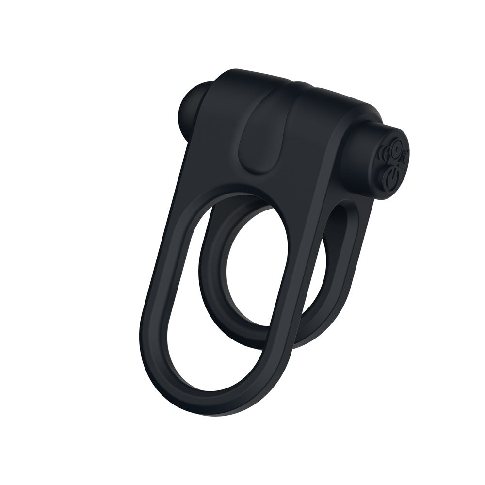 Passion Play silicone vibrating cockring for couples, USB rechargeable, enhancing pleasure during intimate moments.