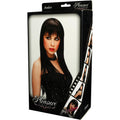 PLEASURE WIGS Amber -  -  Wig - packaging showcasing a model wearing a long dark wig with bangs.