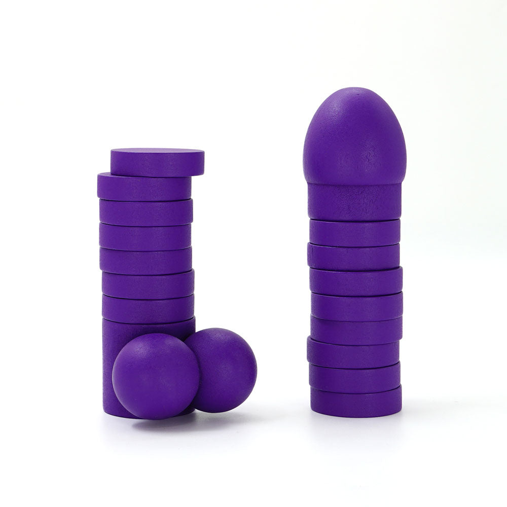 Cock Tower - Party Block Game with purple stackable pieces for fun adult party entertainment.