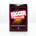 Bigger or Smaller Boobs - Card Game packaging showcasing the title and design for adult entertainment.