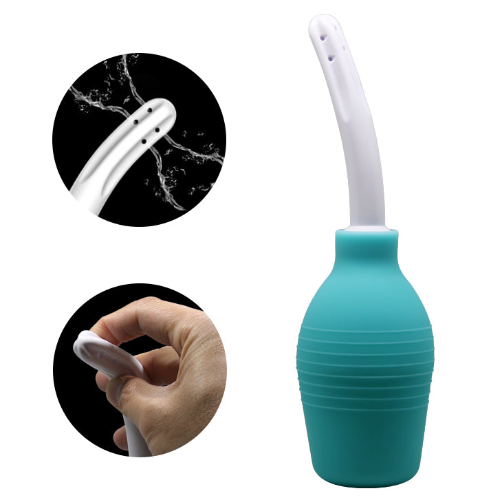 MR PLAY Anal Douche - Aqua/White Unisex Douche - 310 ml Capacity with stylish design and easy squeeze bulb.