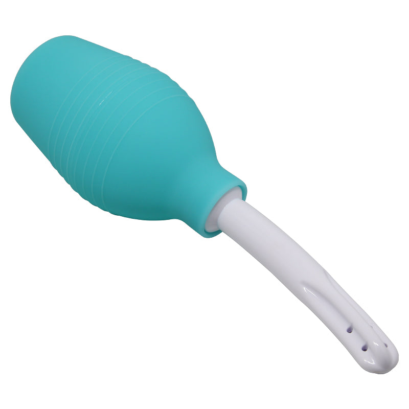 MR PLAY Anal Douche - Aqua/White Unisex Douche - 310 ml Capacity in aqua and white silicone design.