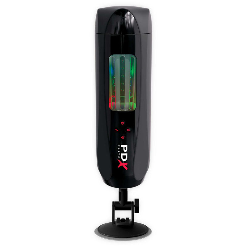 Pipedream Extreme Toys Elite Ultimate Milker 2 - USB Rechargeable Masturbator with LED lights and suction base for hands-free enjoyment.