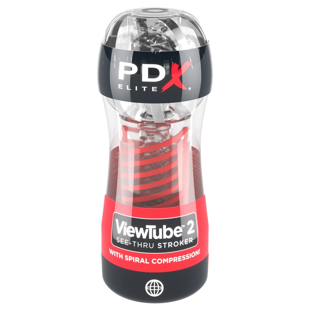 PDX Elite Viewtube 2 -  Stroker transparent see-thru vaginal toy designed for visual stimulation and pleasure.