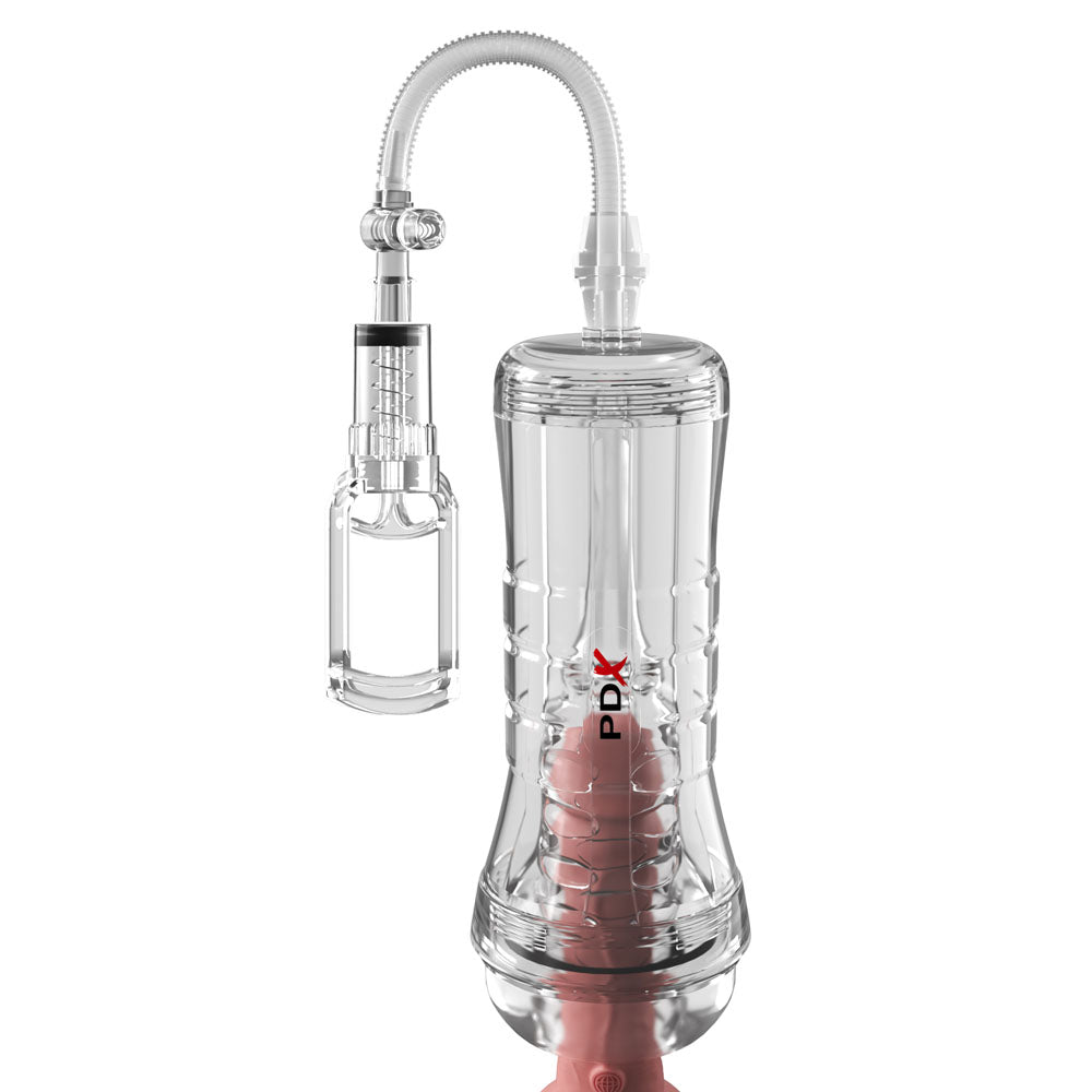 PDX Elite ViewTube Vac XXL Pump Stroker - Vagina Stroker with Suction Pump showcasing clear design and powerful suction features.