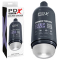 PDX Plus Shower Therapy - Deep Cream - Frosted - Discreet Stroker with Suction Base packaging and product display.