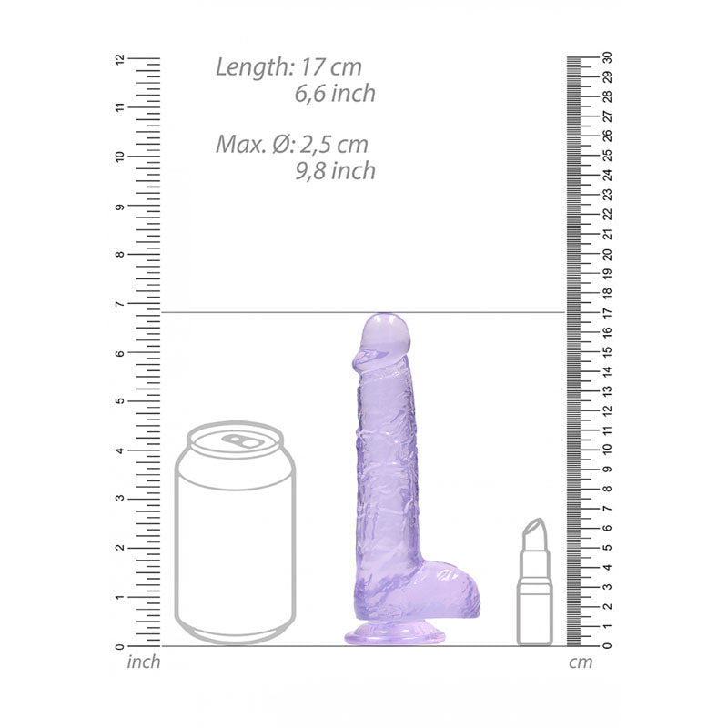 REALROCK 6'' Realistic Dildo With Balls - 15.2 cm Dong size comparison with measurements.