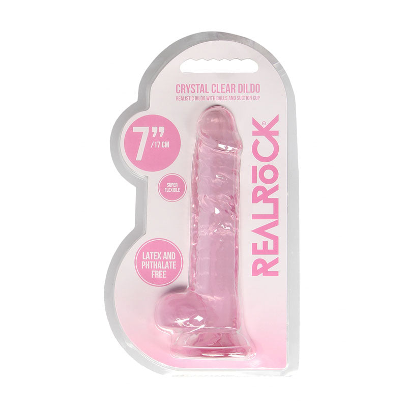 REALROCK 7'' Realistic Dildo With Balls -  17.8 cm Dong with suction cup in packaging.